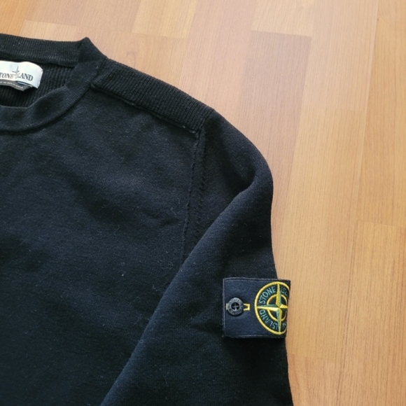 STONE ISLAND Mens Black Crew Neck Sweater Size XL Wool Blend Prep Academia Class - Picture 4 of 13